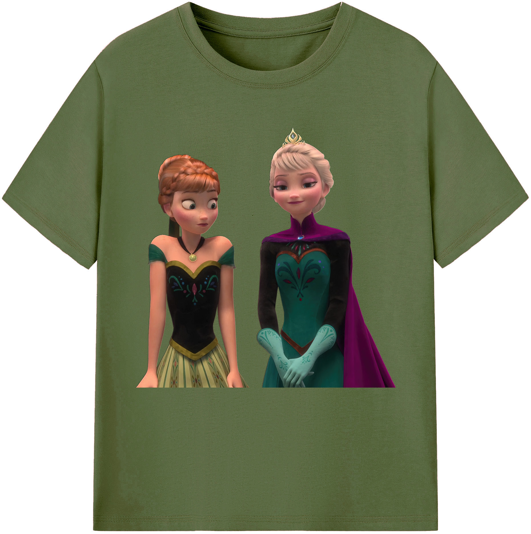 （画像用） アナと雪の女王 アンナ エルサ Frozen Anna Elsa 綿100％半袖Tシャツ（フロントプリント）